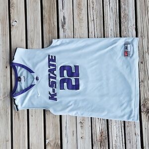 Nike K-State Grey & Purple Basketball Jersey KSU Size Medium GameDay Dri-Fit #22